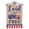 G128 Combo Pack Garden Flag Hanger 14IN & Garden Flag Land of the Free American Truck 12x18IN Printed Double Sided Burlap Fabric